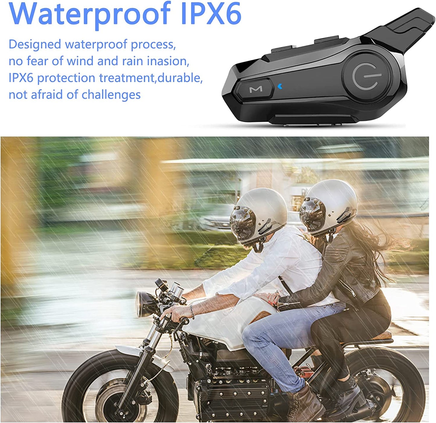 Motorcycle Bluetooth Helmet Intercom Headset with Noise Cancellation